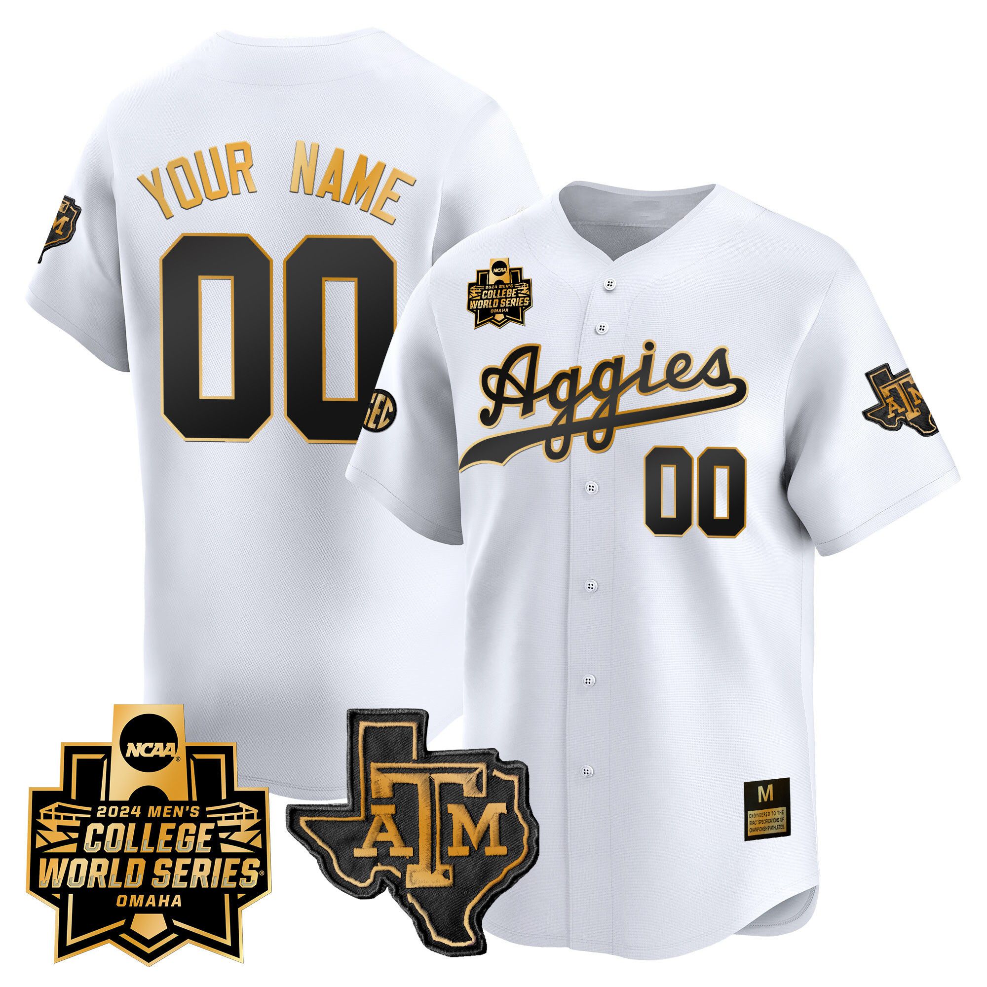 Men Texas A&M Aggies White 2024 College World Series Vapor Premier Limited Custom NCAA Jersey style 1->customized nfl jersey->Custom Jersey